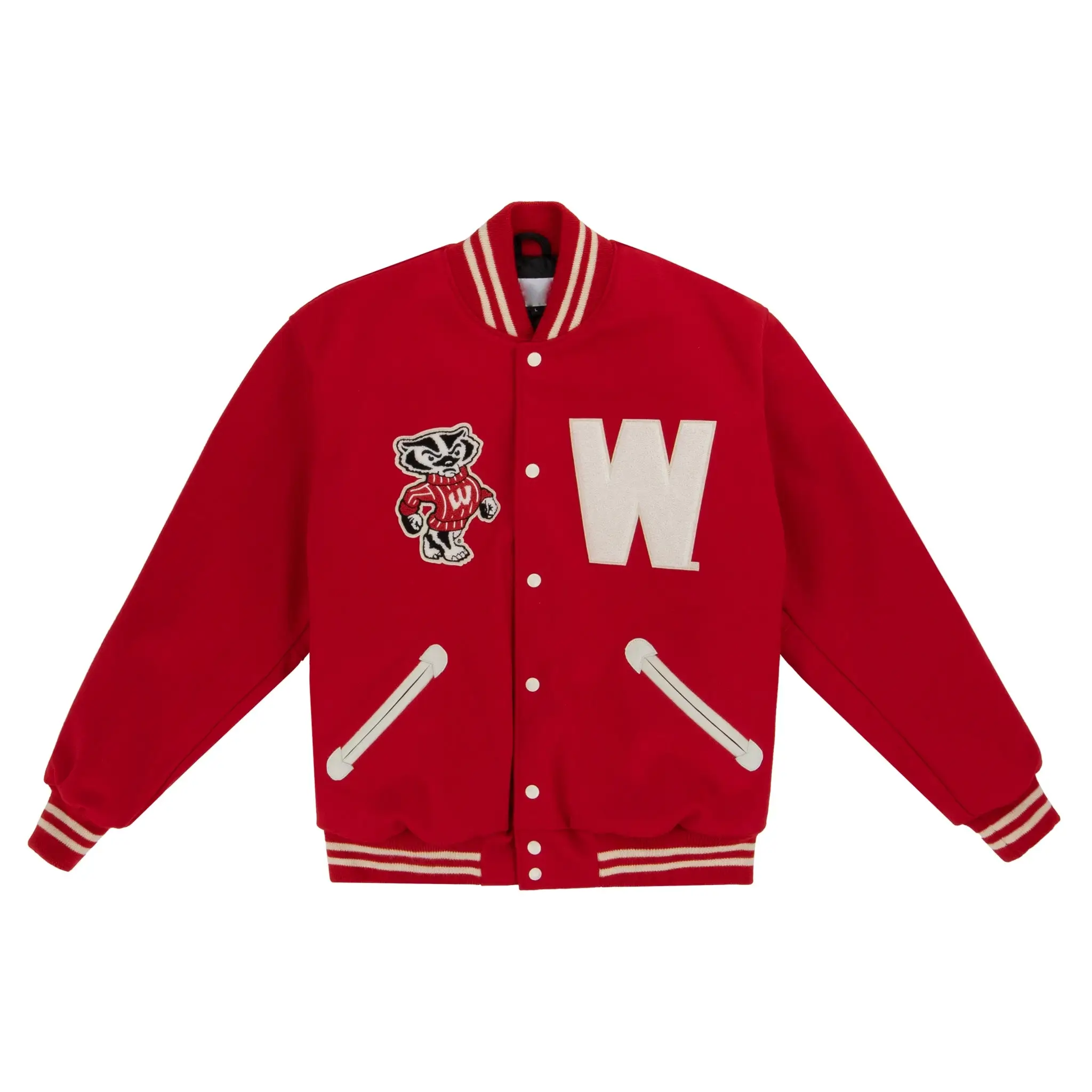 Wisconsin badgers 1952 authentic red wool varsity jacket embroidered patches