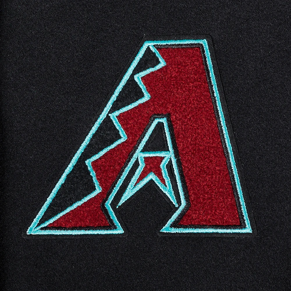 Womans arizona diamondbacks classic blackwhite wool leather varsity jacket 6