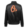 Womans baltimore orioles classic black satin varsity jacket 2