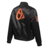 Womans baltimore orioles classic black satin varsity jacket 3