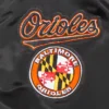 Womans baltimore orioles classic black satin varsity jacket 5