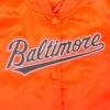 Womans baltimore orioles classic orange satin varsity jacket 1