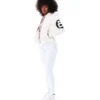 Womens 8 ball white bomber leather jacket 005