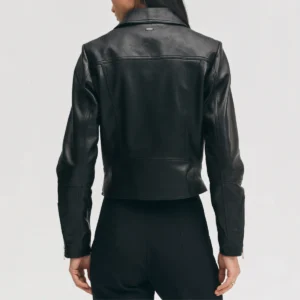 Womens asymmetrical black biker jacket
