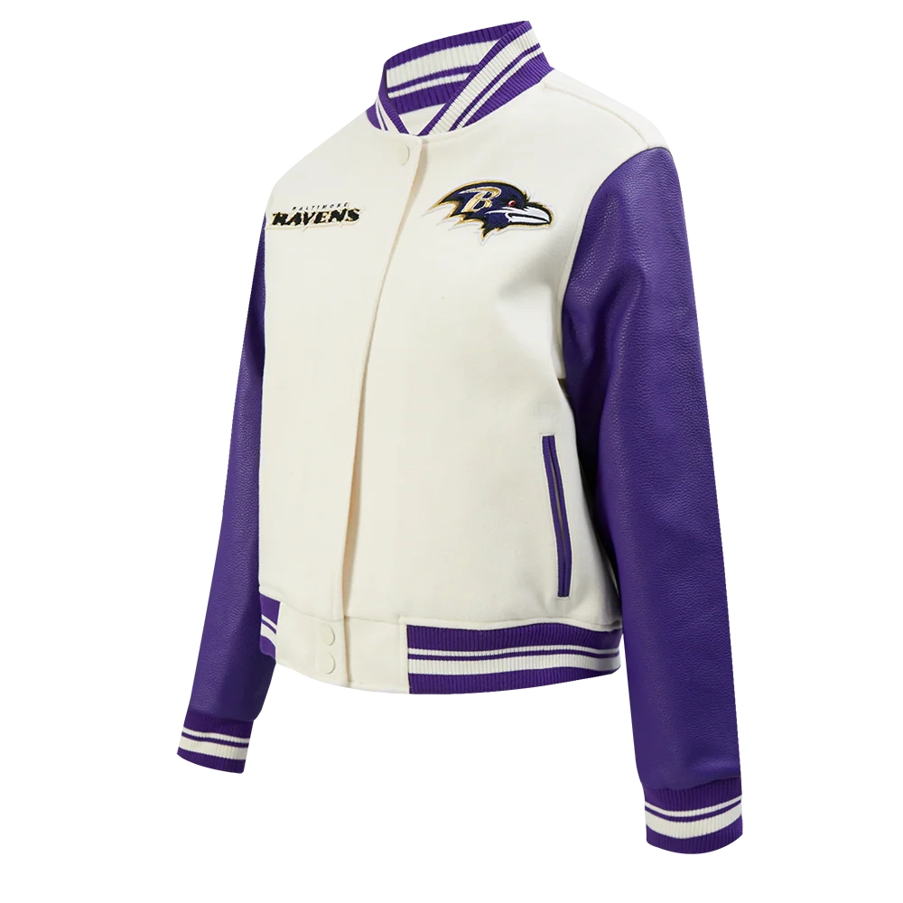 Womens baltimore ravens retro classic wool leather jacket