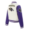 Womens baltimore ravens wool leather varsity jacket