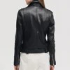 Womens belted black leather jacket