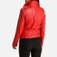 Womens belted red leather jacket