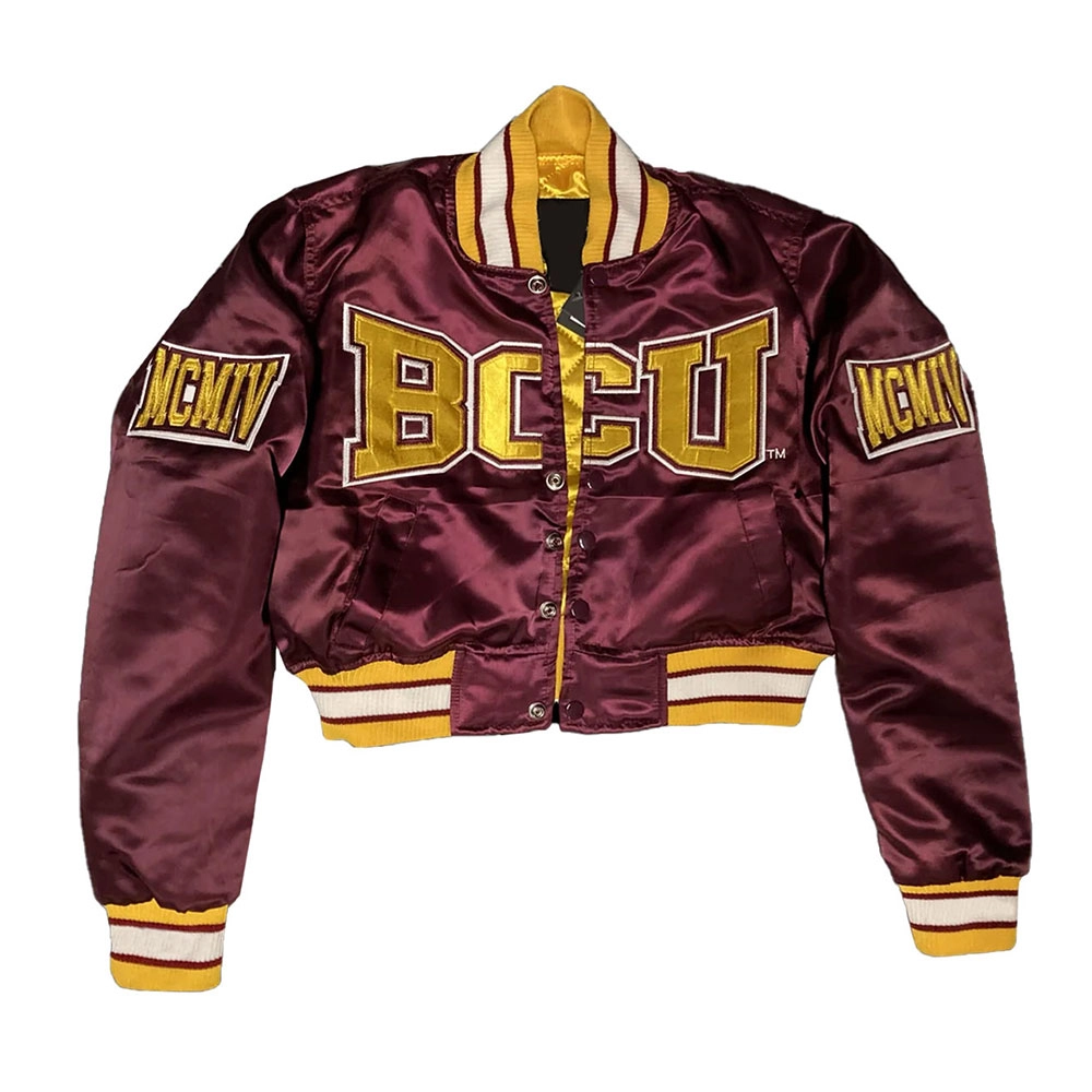 Womens bethunecookman wildcats campus remix satin varsity jacket