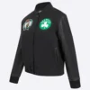 Womens boston celtics classic black wool leather varsity jacket 1