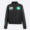 Womens boston celtics classic black wool leather varsity jacket 2