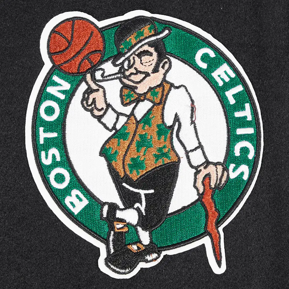 Womens boston celtics classic black wool leather varsity jacket 5