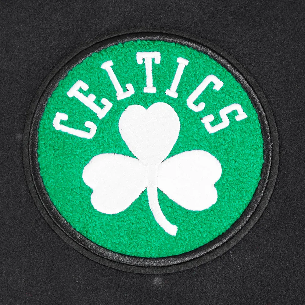 Womens boston celtics classic black wool leather varsity jacket 6