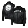 Womens brooklyn nets classics black satin jacket