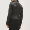 Womens cafe racer black leather jacket