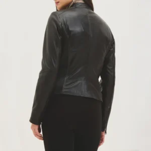 Womens cafe racer black leather jacket