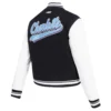Womens charlotte hornets pro standard script tail wool and leather varsity jacket 3