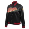 Womens chicago blackhawks script tail satin varsity jacket black 2