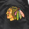 Womens chicago blackhawks script tail satin varsity jacket black 6