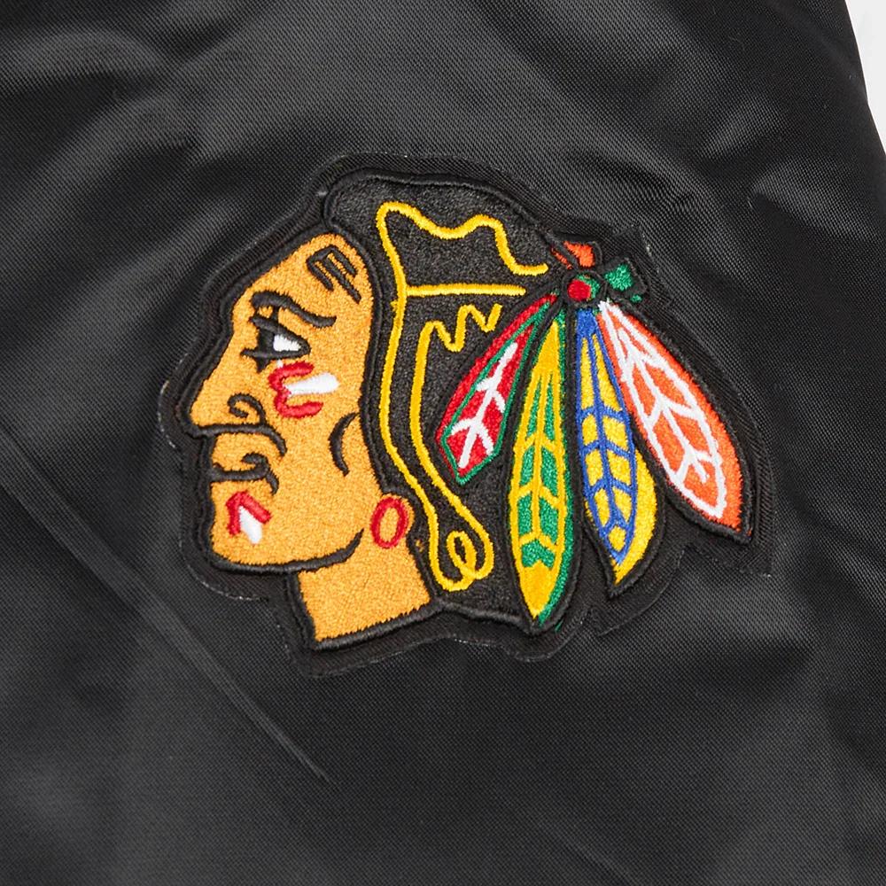 Womens chicago blackhawks script tail satin varsity jacket black 6