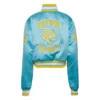 Womens cropped southern jaguars remix satin blue jacket
