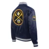 Womens denver nuggets navy retro classic satin jacket