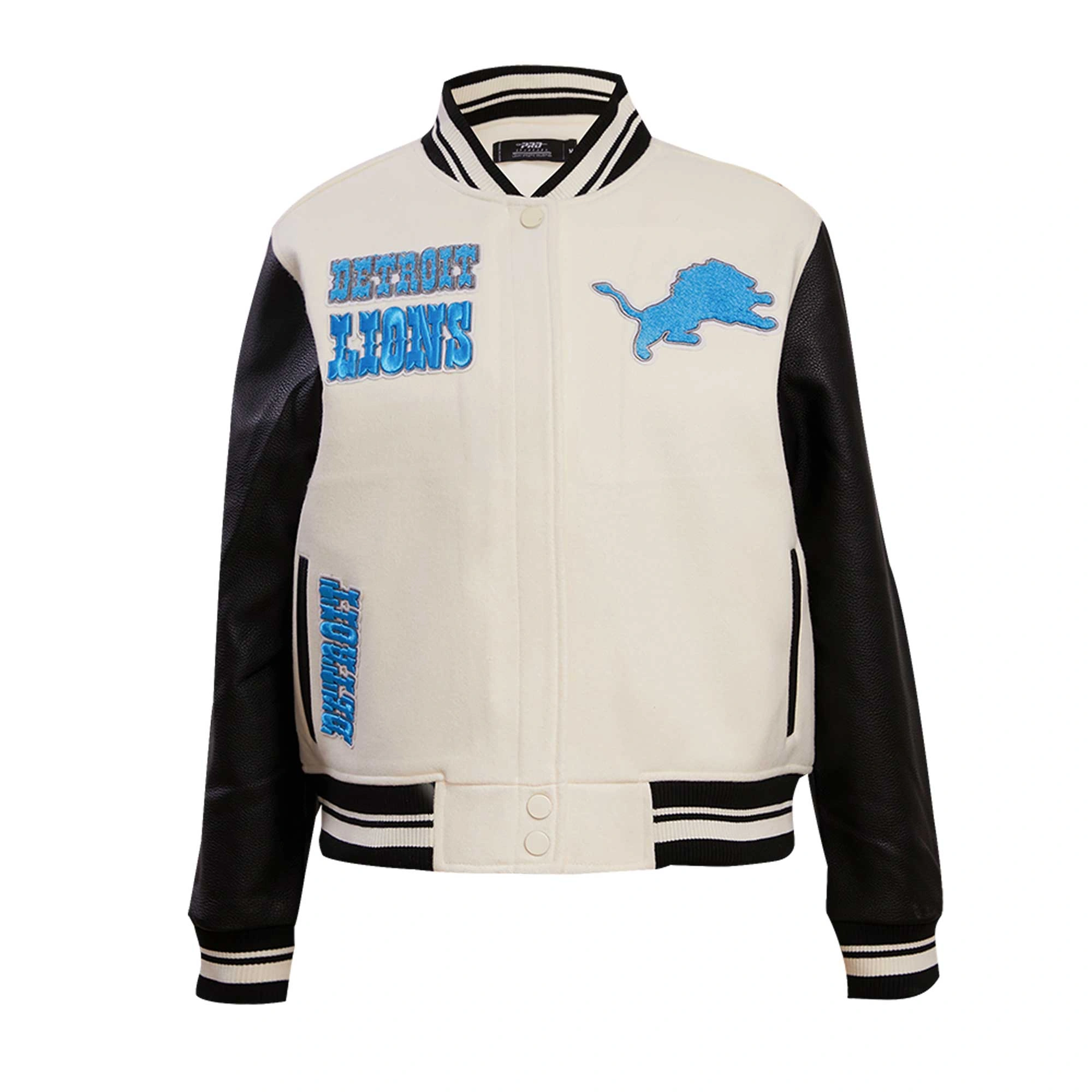 Womens detroit lions pro standard retro classic vintage white and black varsity jacket 2