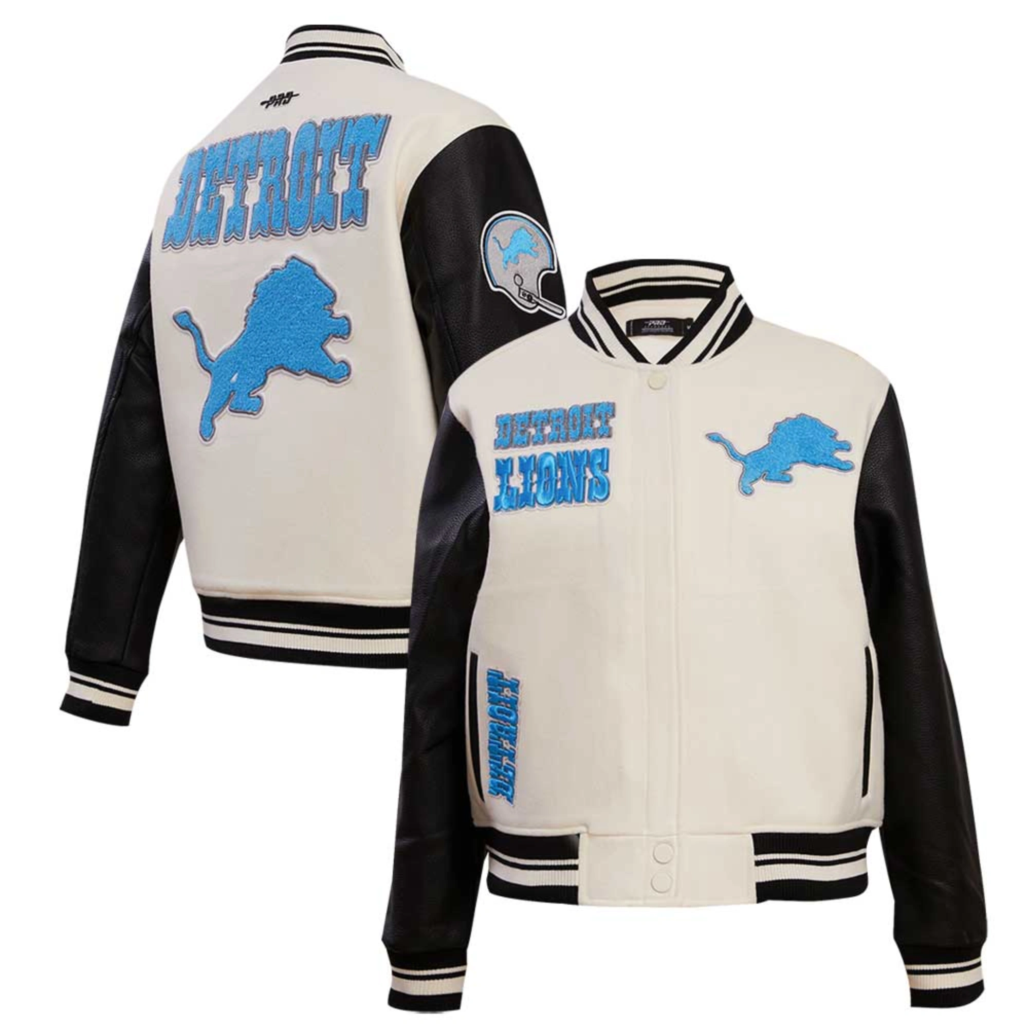 Womens detroit lions pro standard retro classic vintage white and black varsity jacket 8