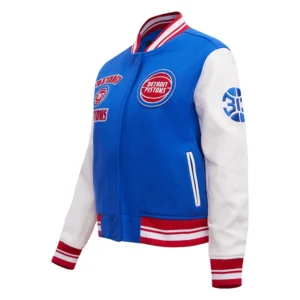 Womens detroit pistons pro standard retro classic wool and leather varsity jacket 1
