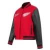 Womens detroit red wings script tail wool leather varsity jacket red 1