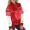 Womens detroit red wings tie breaker satin varsity jacket