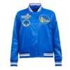 Womens golden state warriors retro classic rib satin jacket