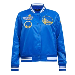 Womens golden state warriors retro classic rib satin jacket