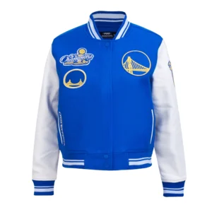 Womens golden state warriors retro classic royal blue wool varsity jacket