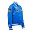 Womens golden state warriors retro classic royal rib satin jacket