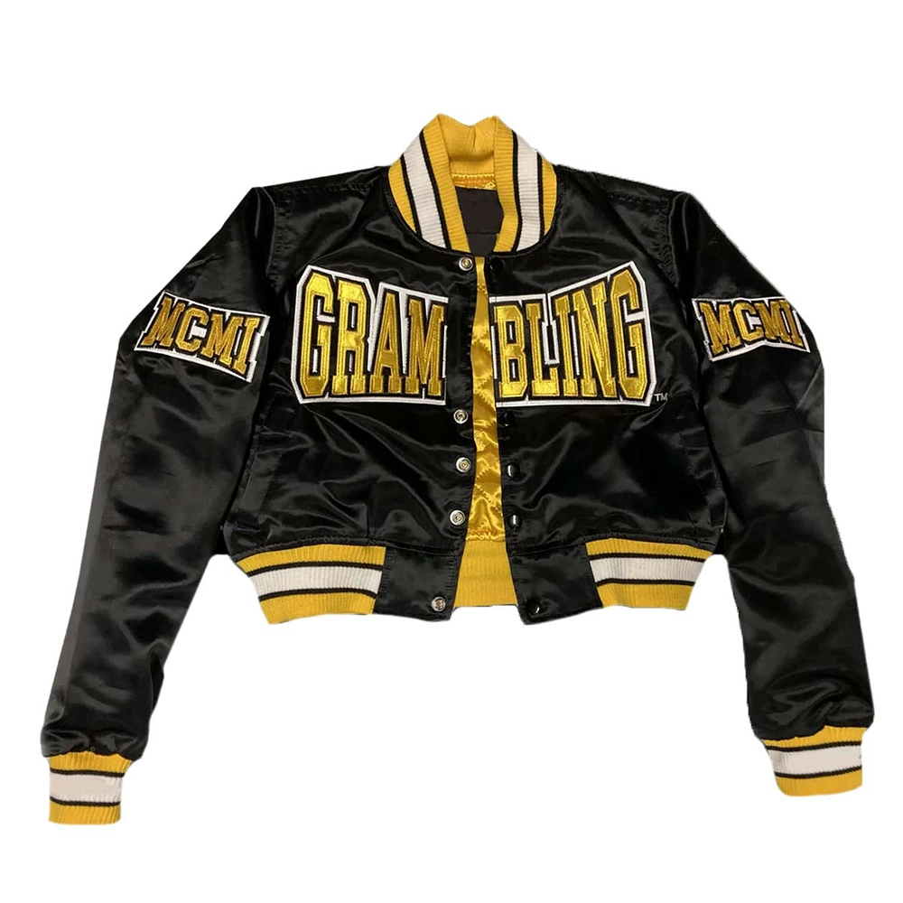 Womens grambling state tigers remix satin varsity black jacket