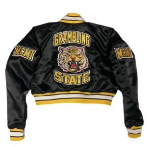 Womens grambling state tigers remix satin varsity jacket