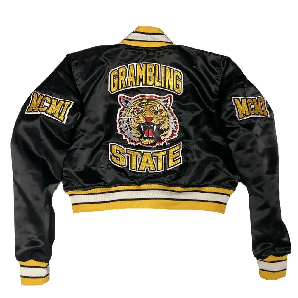 Womens grambling state tigers remix satin varsity jacket