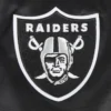 Womens las vegas raiders script tail full snap satin varsity jacket black