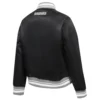 Womens las vegas raiders script tail full snap satin varsity jacket black 2