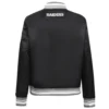 Womens las vegas raiders script tail full snap satin varsity jacket black 3