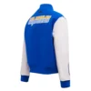 Womens los angeles chargers pro standard classic wool and leather varsity jacket 3