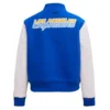 Womens los angeles chargers pro standard classic wool and leather varsity jacket 4