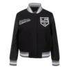 Womens los angeles kings script tail wool leather varsity jacket black 1