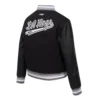 Womens los angeles kings script tail wool leather varsity jacket black 3