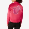 Womens miami heat triple pink satin bomber jacket