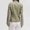 Womens minimalist olive leather jacket
