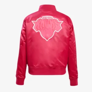 Womens new york knicks triple pink full snap varsity jacket