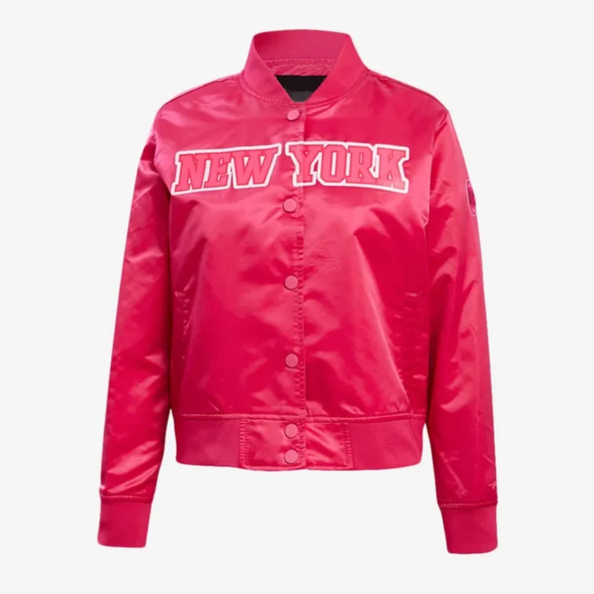 Womens new york knicks triple pink satin jacket