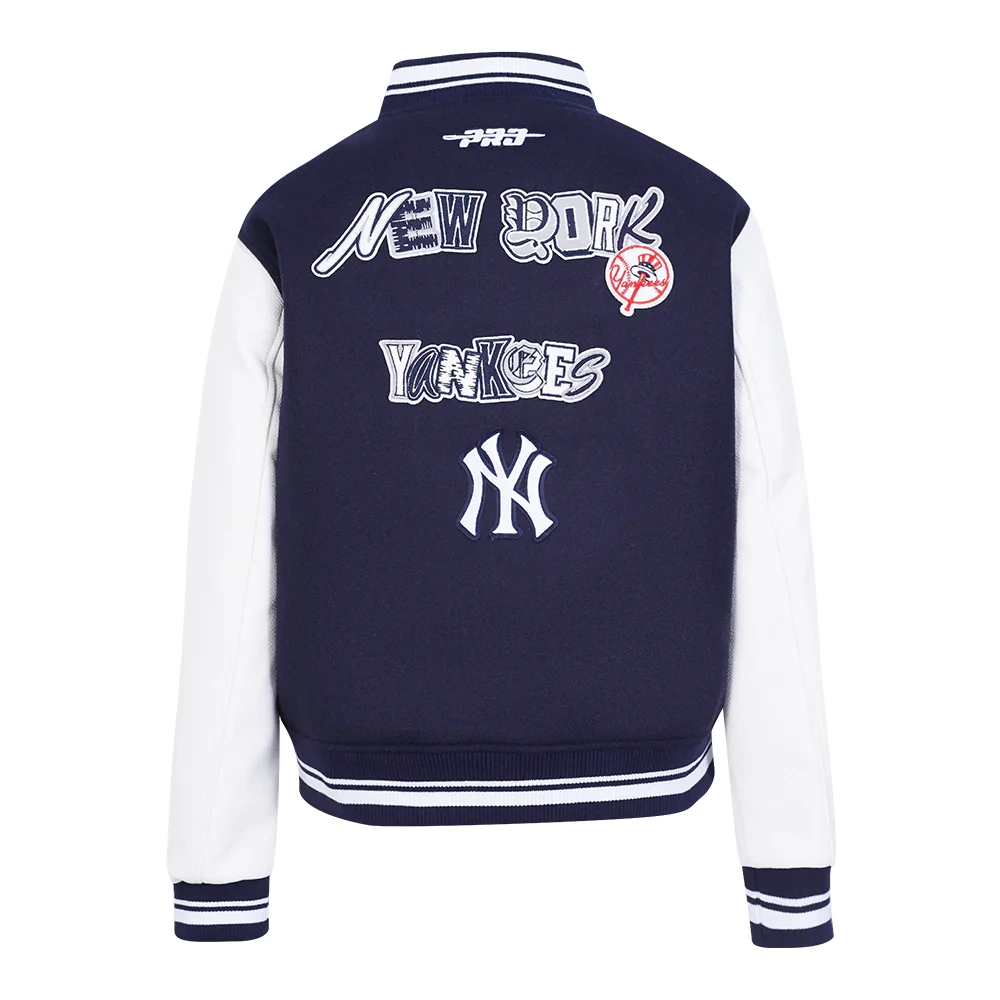 Womens new york yankees city ransom wool leather navy varsity jacket